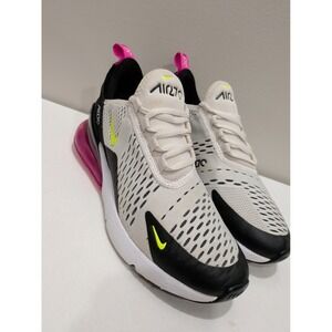 Nike Air Max 270 White Black Fuchsia Volt Sneakers 943345-102 Women 7.5 / 6Y